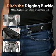 1Pc/2/4Pcs Invisible No-Buckle Elastic Polyester Belt, Tactical Metal Hook Belt, Adjustable Comfortable Invisible Design, Tighten Waist Without Buckle, Suitable For Daily Commute, Pants Waist Fixing, Men's Outdoor Tactical Accessory - Multicolor - View 9