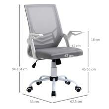 Mesh Office Chair, Computer Desk Chair With Flip-Up Armrests, Lumbar Back Support And Swivel Wheels, Black On-Site - Grey + Mesh - View 3