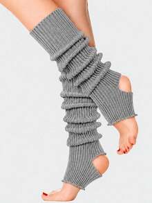 Women's Knitted Warm Pantyhose, Open-Toe Ribbed Crochet Leg Coverings, Relaxed-Style Winter Ankle Socks, Suitable For Yoga, Dancing And Daily Wear - Multicolor - View 6