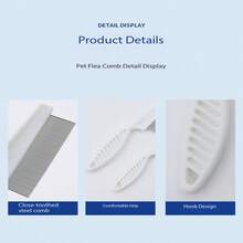 2pcs Stainless Steel Cat Flea Comb, Tear Stain Remover Flea Comb, Fine Tooth Rabbit Brush Stainless Steel Rabbit Brush Pet Comb Cat Dense Tooth Comb Dog Deshedding Brush Flea Comb Pet Comb Pet Supplies - White - View 10