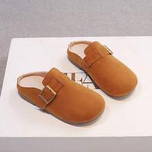 Children's Retro Half-Slip-On Shoes, Soft Sole, Easy-On, Pair With Sweatshirt Dress, Casual Daily Wear For School And Outings - Brown - View 6