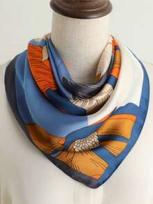 1pc Paisley Pattern Printed Silk Bandana Scarf For Men, Sun Protection Headscarf, Versatile Neck Scarf - Blue - View 1