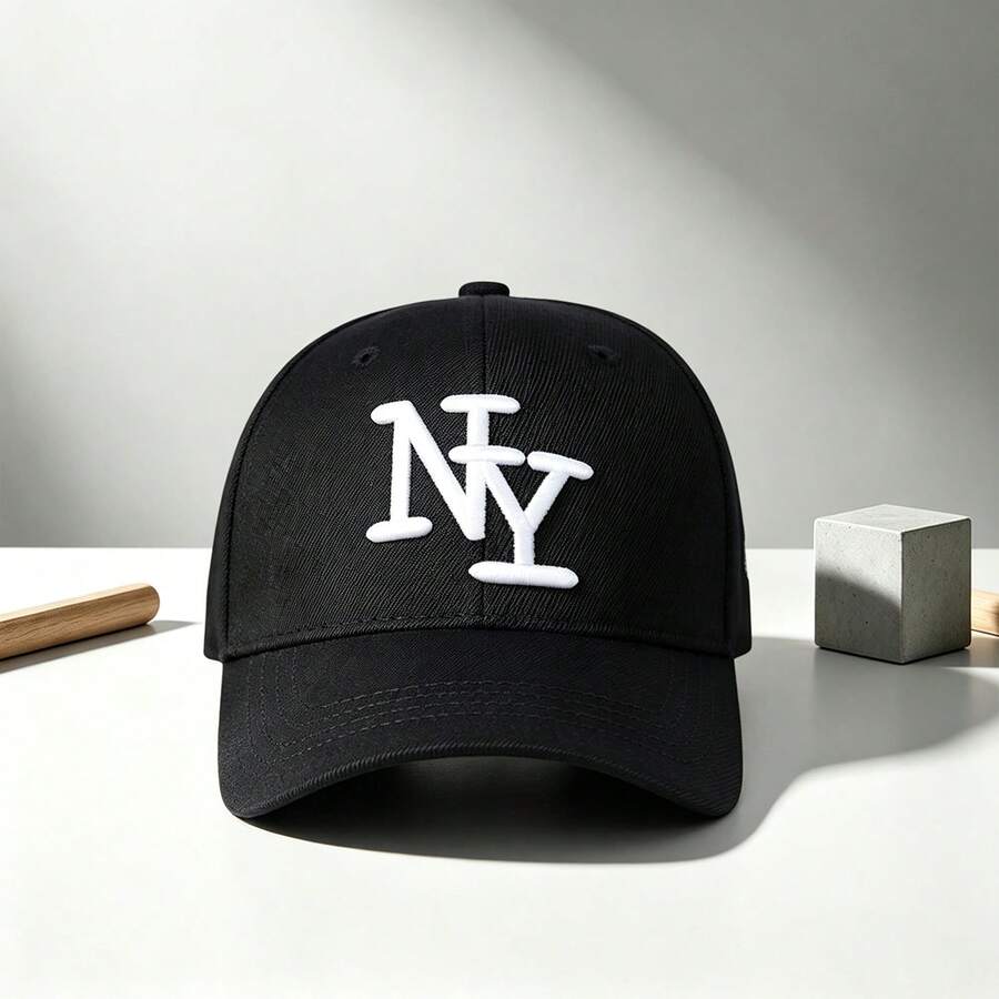 1pc Men's "NY" Print Adjustable Hat, UV Protection Sun Hat, Suitable For Hiking, Climbing, Travel