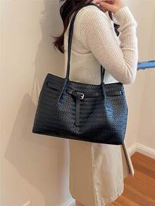 Large Capacity Tote Bag For Women 2026 New Fashion Highly Attractive Shoulder Bag Maillard Commuter Bag - Black - View 3
