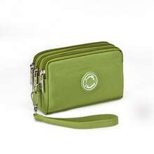 1 PC Women Nylon Wristlet Wallet, 3‑Zipper Multi‑Layer Large Capacity Phone Purse With Hand Strap, Casual Solid Color Clutch Bag For Daily Travel - Multicolor - View 10