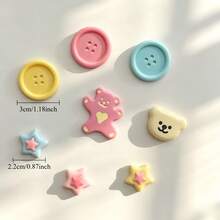 4/8/12pcs Cute Macaron Color Button, Bear, Star Fridge Magnets, Resin Decorative Magnets, Can Decorate Kitchen, Office Whiteboard, Storage Cabinet, Refrigerator And Home Decor, Fix Photos, Holiday Gift - Multicolor - View 4