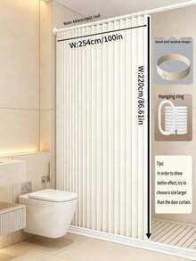 1pc Minimalist Folding Door Curtain With Hooks, Modern Polyester Decorative Room Divider, Easy Care, Elegant Living Room Folding Partition Curtain, Smooth Touch - U Style - View 16