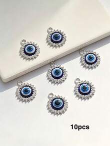 10/20/100pcs Sunflower Evil Eye Pendant Full Rhinestone Eye Fashion Earrings Necklace DIY Jewelry Accessories - Evil Eye - View 7