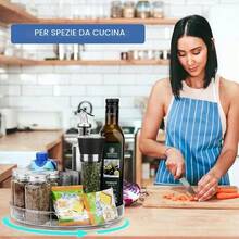 Portaspezie Girevole Organizer da Cucina 23.5CM, 360° Lazy Susan, Vassoio Frigorifero Girevole, Ripiano Girevole Cucina, Per Spezie, Frutta, Snack, Frigorifero, Bagno. - 23,5 cm - Visualizzare 2