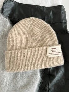 Men's Autumn/Winter Letter Patchwork Knit Beanie Hat, Warm Ear Protection Slouchy Hat, Suitable For Outdoor Travel, Leisure And Skiing - Knitted Hat - View 9