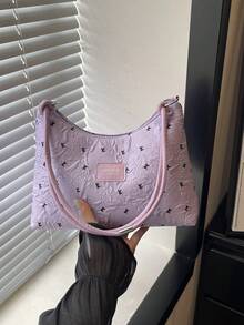 女款極簡休閒手提包，新款高品質小眾設計百搭單肩包 - 紫色 - 查看 9