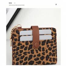 Women's Leopard & Cow Print PU Short Wallet With Key Hook, Multi-Card Slot Snap Closure Small Purse, Portable Mini Card Holder Coin Pouch, Lightweight Compact Handheld Wallet For Daily Commute And Casual Use, Multiple Animal Print Color Options, Fashionable Gift Wallet For Girls - Multicolor - View 12