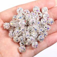 50pcs Multi-Color AB Rhinestone Crystal Beads, Round Spacer Beads For Jewelry Making DIY Bracelet Accessories - AB Color - View 1
