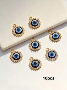 10/20/100pcs Sunflower Evil Eye Pendant Full Rhinestone Eye Fashion Earrings Necklace DIY Jewelry Accessories - Evil Eye - View 8