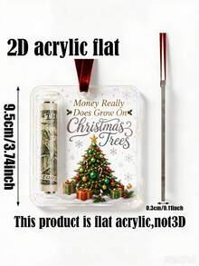 Christmas Tree Cash Gift Ornament, Acrylic Christmas Cash Storage Box, Fun Christmas Tree Hanging Decoration, Unique Cash Gift, Suitable For Christmas, Graduation Season, Back To School And Other Occasions, Christmas Gift-Christmas Cash Gift Ornament - A - View 8
