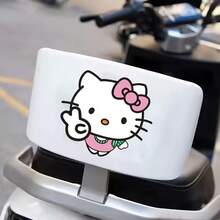 SANRIO 1pc Cartoon Hello Kitty Cat KT Sticker, Car Exterior Decal, Vinyl Scratch-Resistant Decorative Sticker, Motorcycle Sticker, Laptop Sticker, Hello Kitty Fan Gift, Ideal Choice For Family And Friends - A - View 6