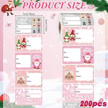 250pcs Set (200 Rolls/Packs Stickers + 50pcs Tags) Pink Christmas Decorative Stickers, Used For Gifts, Candy Jars And Envelope Seals, Self-Adhesive Stickers, Used For Gift Wrapping, Holiday Packaging, Holiday Labels, Smooth Surface, Reusable Stickers, Gift Labels, Home Gifts, Gift Givers - Multicolor - View 5