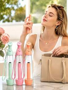 Portable Manual Press Facial Mist Spray Bottle, Compact Travel Handheld Refillable Sprayer With Lanyard, Essential For Summer Facial Hydration - Multicolor - View 7