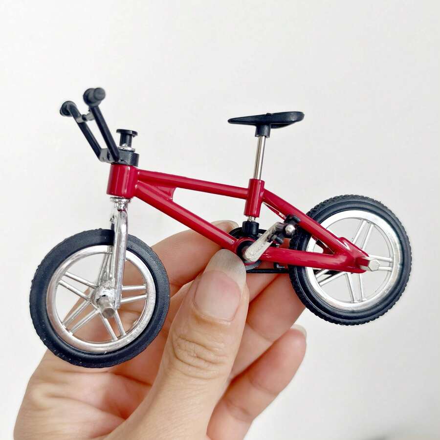 1件迷你逼真自行車模型裝飾品，迷你合金自行車玩具，手指自行車玩具，創意手指騎行單車，完美節日禮物