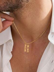 1PC Customized Men's Multi-Name Vertical Necklace, Stainless Steel Jewelry, Personalized Name Necklace, Customizable Item, Fashion Jewelry Gift, Unique Gift For Her, Birthday Gift, Anniversary Gift, Halloween, Christmas Gift - Multicolor - View 2