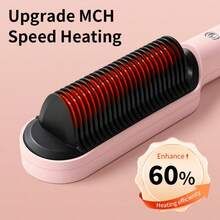 LUYAO Sikat Rambut Lurus Ring Pink, Sisir Gigi Terintegrasi, Penjepit Pelurus, Pemanasan Cepat 20 Detik, 5 Pengaturan Suhu, Anti-Luka Bakar, Cocok Untuk Salon Profesional Dan Penggunaan di Rumah - Berwarna merah muda - View 4