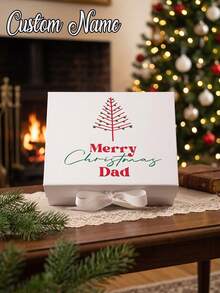 1pc Personalized Christmas Eve Gift Box, Customized Christmas Name Gift Box, Personalized Christmas Gift Box, Customized Empty Magnetic Gift Box With Ribbon Bow, Personal Christmas Message Box, Christmas Eve Gift Box, Personalized Gift Box, Christmas Gift Box, Christmas Eve Gift Box, White And Pink Paper Box With Ribbon Bow, Magnetic Customized Gift Box Lid And Ribbon Gift, Magnetic Empty Gift Box Select Letter Customized Name Christmas Gift Box, Suitable For Holiday Parties - Multicolor - View 1
