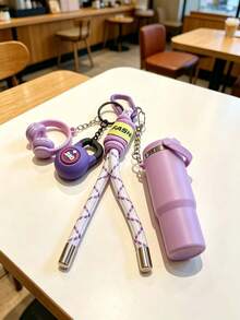 1pc Highly Attractive Mini Water Cup Keychain, Braided Rope Key Ring Hand Strap Pendant, Anti-Lost Car Key Chain, Delicate Girl-Style Earphone Decoration Charm, Versatile Anti-Lost Key Ring, Multi-Color Premium Accessory, Best Practical Gift For Friends, Suitable For Women's Keychain, Car Keychain, Keychain Making Material, Men's Keychain, Backpack Pendant Keychain, Keychain Charm, Keychain Coin Purse, Bulk Keychain, Keychain Set, Keychain Accessories - Multicolor - View 4