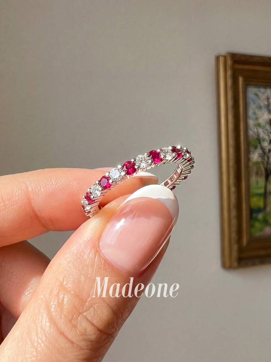 MADEONE 1件女款閃亮鋯石戒指，訂婚婚禮派對日常配戴週年紀念珠寶禮物