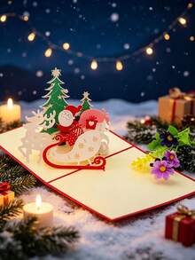 Custom 3D Pop-Up Christmas Card (With Envelope) Santa Claus 3D Card, Featuring Santa And Reindeer, Suitable For Friends, Colleagues, Christmas Gifts - Single Piece - View 6