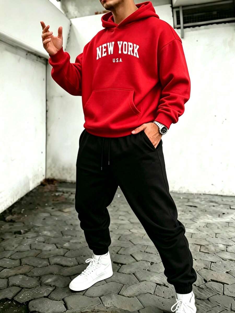 Impala Men Hoodie Co-Ords - Red - View 1