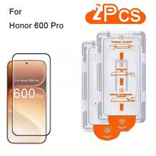 2pcs One-Touch Dust-Free Tempered Glass Screen Protector For Honor 600/600 Pro/600 Lite/600e, High Transparency HD Glass, 9H Hardness, Anti-Scratch, Easy Installation, Auto Dust Removal, Oleophobic Coating, Bubble-Free Seamless Fit, Shatterproof Reinforced, Black Frame Smooth Responsive Feedback, Dust-Proof Air-Bubble-Free, Dust-Removal Box Screen Protector Film - Clear - View 2