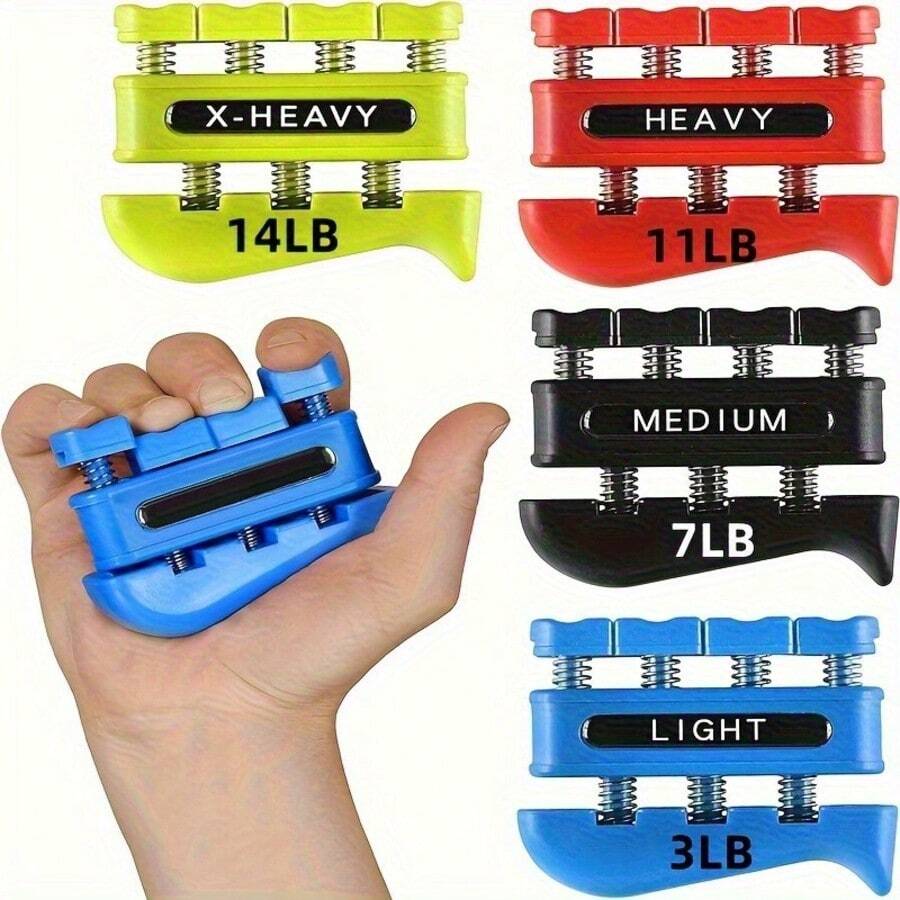 Finger Strength Trainer 1 Set 4 Independent Resistance Buttons Help Improve Hand Flexibility And Grip Strength Suitable For Guitar, Piano And Ukulele Players Great Gift For Halloween And Christmas - Multicolor - View 1