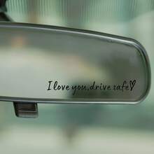 I Love You Driving Mirror Sticker, Drive I Love You Sticker With Heart, Car Rear View Mirror Decal - 1pc - View 5