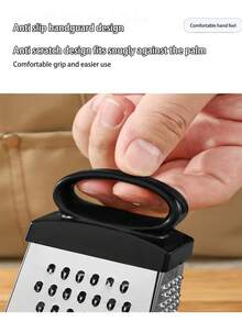1/3pcs 5 Inch Egg-Shaped Handle Stainless Steel 4-Sided Grater Multi-Function Peeler Vegetable & Cheese Grater - Silver - View 4