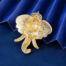Retro Boho Elephant Brooch Colorful Rhinestone Enamel Alloy Lapel Pin, Lucky Animal Jewelry Decoration For Daily Party Gift - Multicolor - View 6