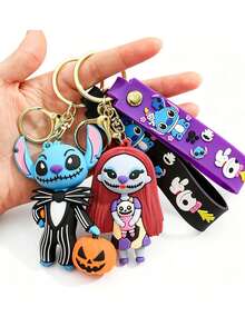 1 buah Gantungan Kunci Disney Anime Halloween Natal Gantungan Kunci Liontin Stitch Lucu Hiasan Tas - Berbagai gaya - View 2