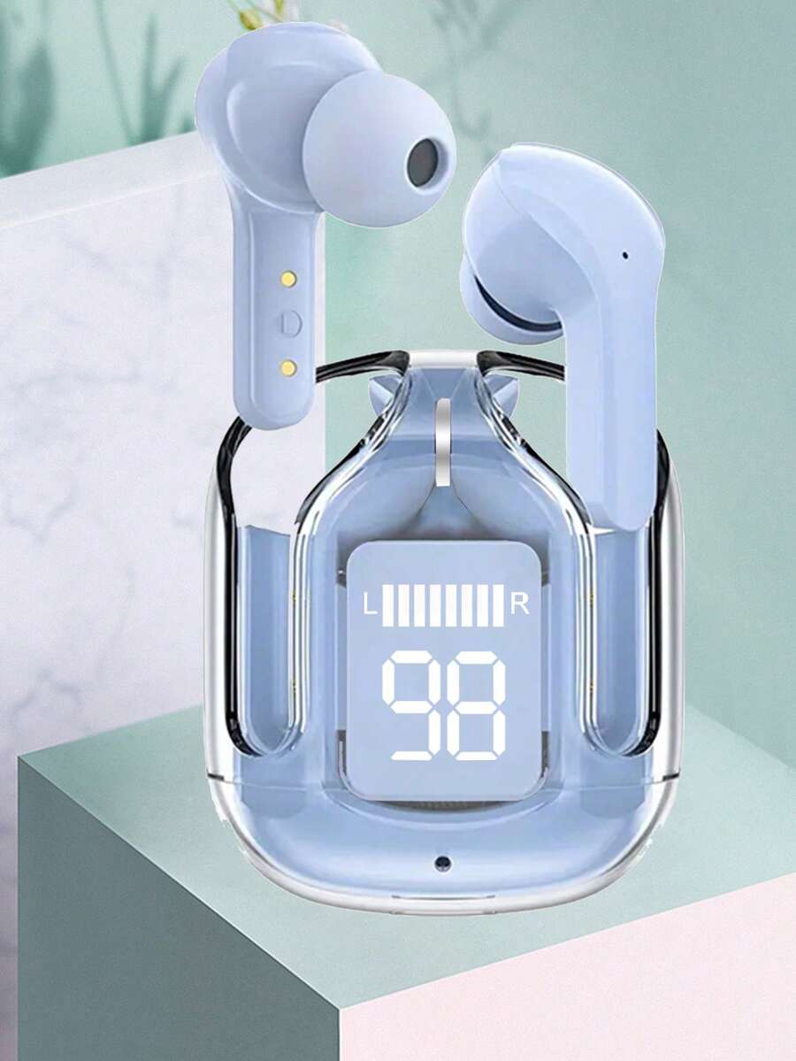 New Transparent Touchscreen Low Latency TWS Wireless Earbuds, Type-C Charging, Bluetooth 5.3 Semi-In-Ear Wireless Sports Earphones With Super Long Battery Life