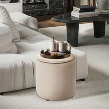 Linen-Look 92 X 31cm Storage Ottoman - Dark Brown On-Site - Cream + Plywood - View 8