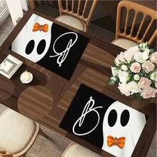 1/4/6pcs Halloween Series Bow Ghost Pattern Printed Placemats, Heat Resistant Table Mats For Home Kitchen, Table Protection, Kitchen Dining Table, Party Scene Decoration - Multicolor - View 7