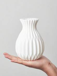 1pc Elegant Ribbed Vase, Textured Wave Design, Modern Minimalist Aesthetic Decorative Vase, Bedroom Nightstand, Living Room, Dining Table, Wedding Home Decor, Tabletop Floral Centerpiece, Styling Prop - A - View 13
