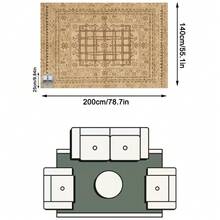 1PC Beige Brown Geometric Star Grid Pattern Vintage Oriental Rug, Traditional Faux Cashmere Rectangular Area Carpet With Center Grid, Multi-Pointed Star And Diamond Border Details, Machine Washable, Suitable For Living Room/Bedroom, Warm Tone Home Decor For Autumn/Winter - Multicolor - View 13