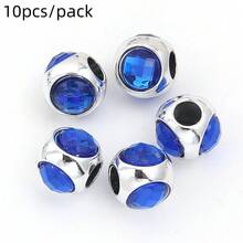 10pcs/Pack Zinc Alloy Three-Sided Rhinestone Large Hole Beads 11mm Elegant Palace Style Colorful Spacer Beads For Bracelet Necklace Keychain Phone Pendant Handmade DIY Earring Hair Accessory Jewelry Findings - Three-sided Rhinestone Beads - View 10
