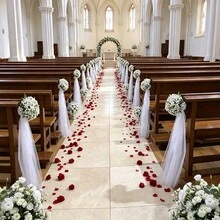 8 buah Pita Jala Dekoratif Putih Premium, Ukuran Jala Transparan L67.7*W40in, Terutama Digunakan Untuk Dekorasi Kursi Dalam dan Luar Ruangan serta Dekorasi Kursi Gereja, Cocok Untuk Natal dan Pesta Rumah. - Putih - View 2