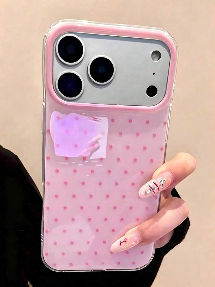 極簡甜美波點 Apple 17 Pro Max 手機殼，新款 16 高階款 - 粉色 - 查看 1