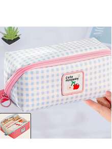 Pencil Case INS Highly Attractive Plaid New Large Capacity Stationery Storage Bag For Students - Single Piece - View 6