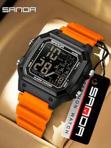 SANDA 6380 Men's Digital Sports Watch, Rubber & Steel Strap, Multifunction Outdoor Alarm Chrono Waterproof LED Dual Time Wristwatch - One Size Fits All - View 18
