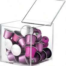 Coffee Capsule Storage Box With Lid, 5"X5" Acrylic Organizer, Compatible With VertuoLine Capsules, Can Store Coffee Capsules, Tea Bags, Candies, Transparent Home & Office Storage Organizer - Multicolor - View 7