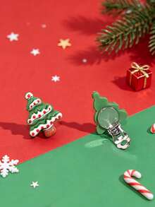 1 Pasang Anting Jepit Telinga Resin Berbentuk Santa Claus, Lonceng Manusia Salju, dan Pohon Natal, Dekorasi Natal Berwarna-warni, Hadiah Sempurna untuk Pesta Liburan Anak-Anak - MultiWarna - View 5