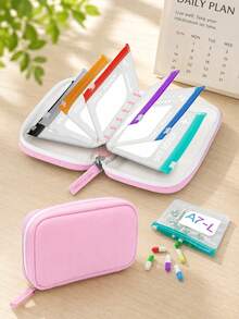 Portable Pill Storage Bag, Travel Pill Box, Includes 7 Sealed Pill Pouches, Cute Cartoon Pill Pouches, Suitable For Daily And Travel Use - Multicolor - View 1