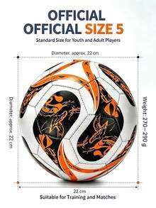 1pc Size 5 Standard Soccer Ball, Indoor & Outdoor Use, Competition Training, Gift Inflatable PU Leather Multi-Color Team Sports Football (Football Shipped Deflated) - Orange - View 9